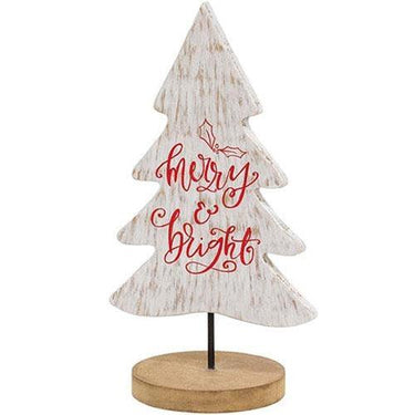Merry and Bright Wood Tree Cutout Sitter - The Fox Decor